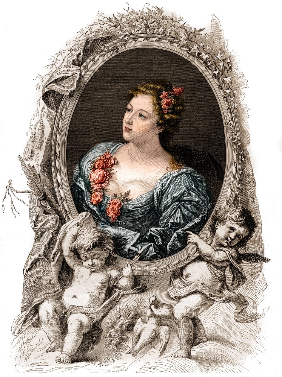 Porträtt av Theophano eller Theophanie (Theophanu eller Theophania) Bysantinska Imperatrice från 1000-talet. Gravyr av 1800-talet. av Unknown artist
