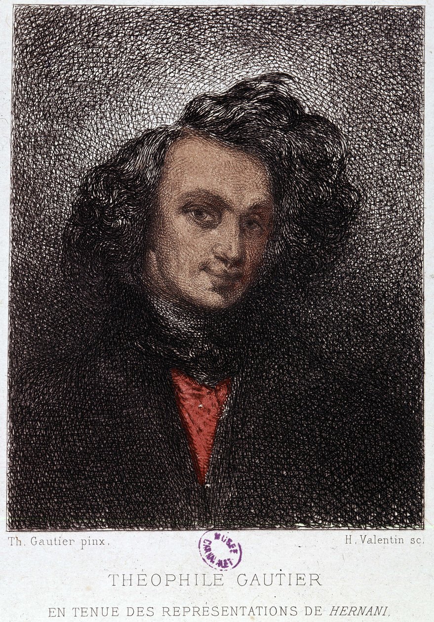 Porträtt av Théophile Gautier i Hernani av Victor Hugo. 1800-talet. av Unknown artist
