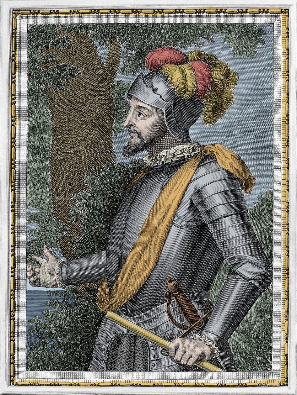 Porträtt av Vasco Nunez de Balboa, spansk erövrare (1475-1517) - Gravyr från 1800-talet av Unknown artist