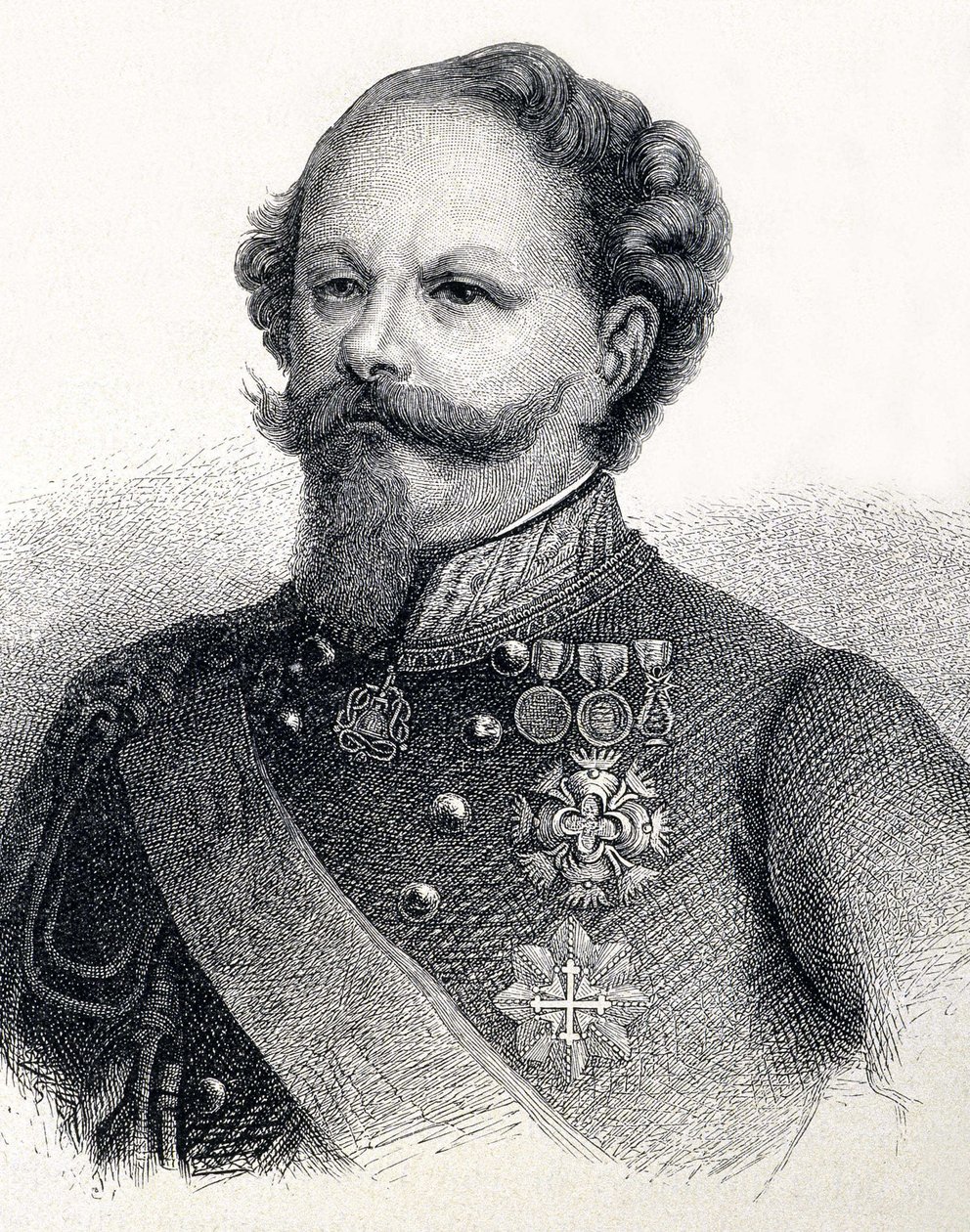 Porträtt av Victor Emmanuel II av Savojen (Victor-Emmanuel), på italienska Vittorio Emanuele II av Savojen av Unknown artist