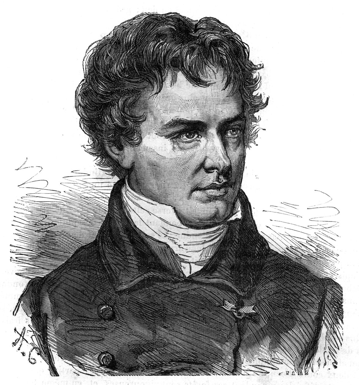 Porträtt av Victor Jacquemont (1801 - 1832), fransk botaniker och resenär - Gravyr i "Den pittoreska historien om stora resor under artonhundratalet"". 1877 av Unknown artist