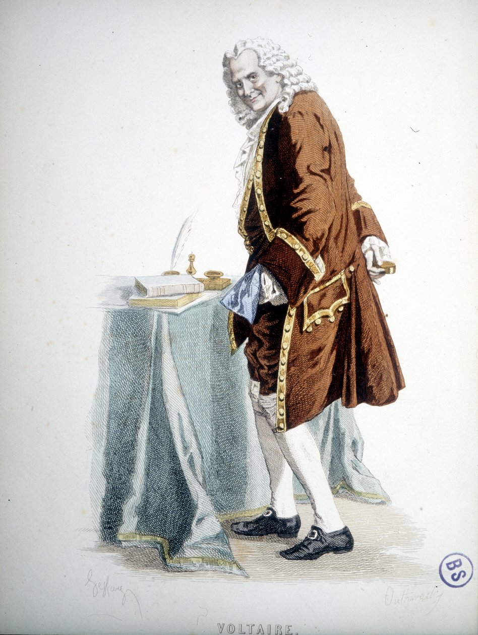 Porträtt av Voltaire - gravyr av Unknown artist