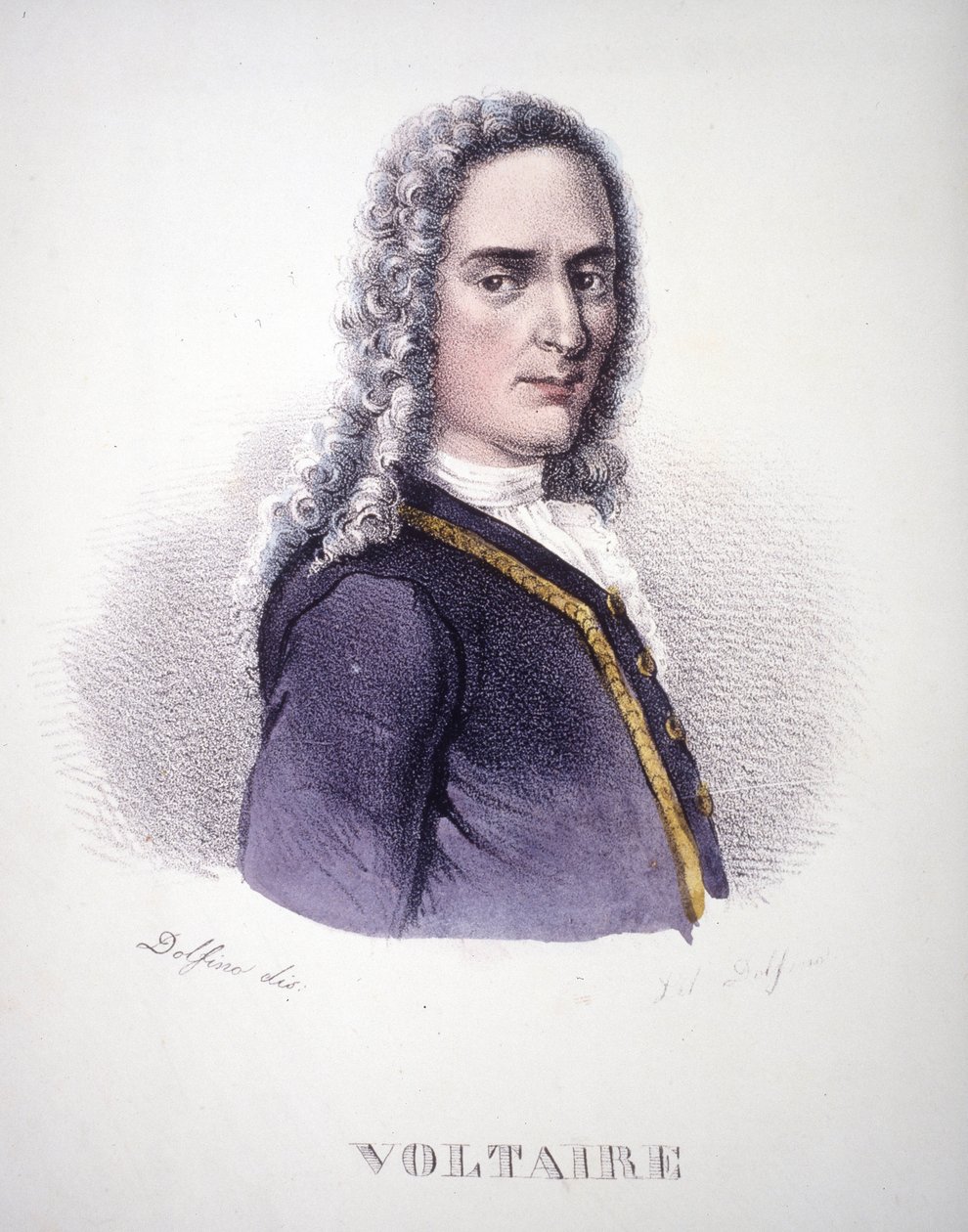 Porträtt av Voltaire. 1800-talsgravyr. av Unknown artist