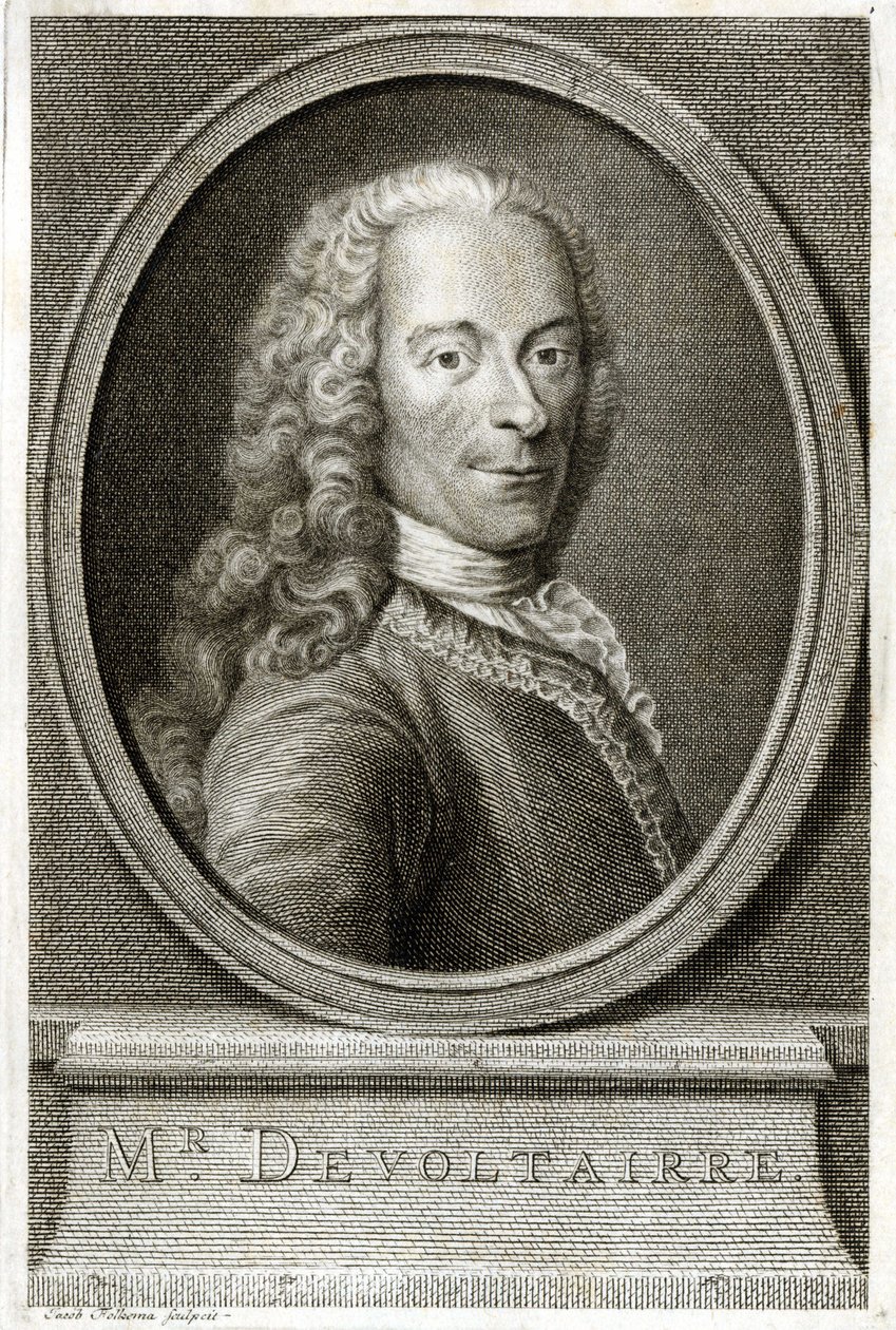 Porträtt av Voltaire. 1800-talsgravyr. av Unknown artist