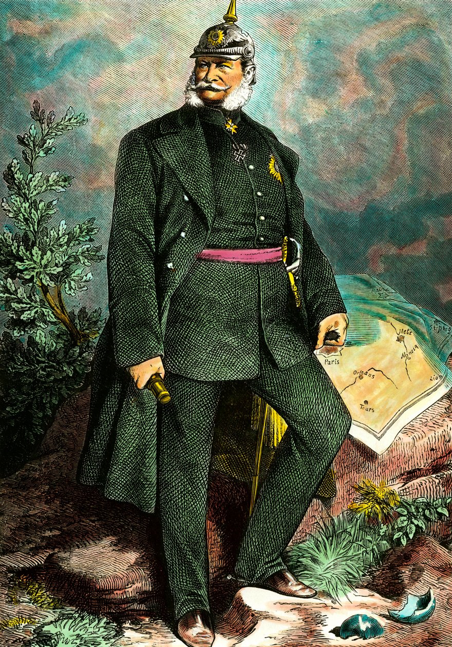 Porträtt av Vilhelm I (1797-1888), kung av Preussen och kejsare av Tyskland. Gravyr av 1800-talets privatsamling av Unknown artist