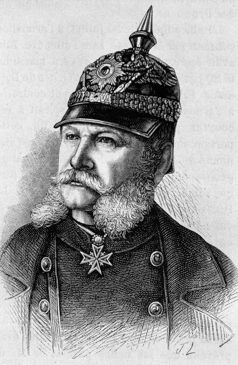 Porträtt av William I (1797 - 1888). Gravyr från slutet av 1800-talet i "Histoire de France"" av H. Martin. av Unknown artist
