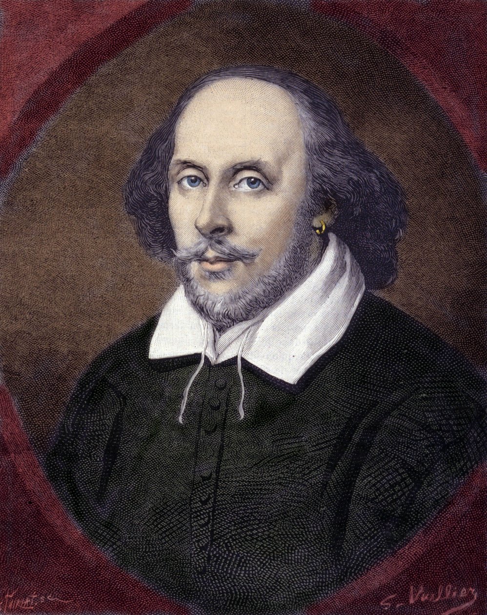 Porträtt av William Shakespeare (1564-1616), engelsk dramatiker. av Unknown artist
