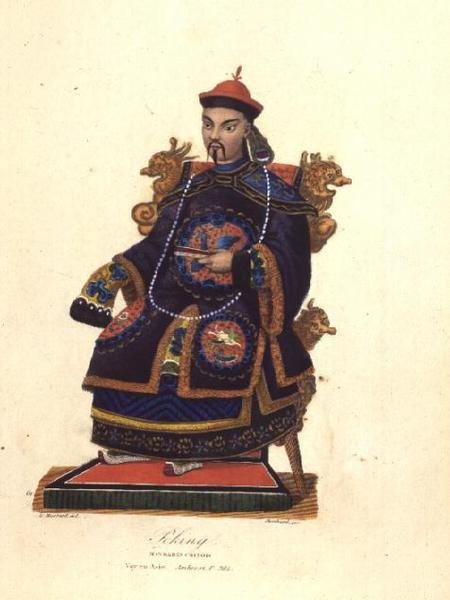 Porträtt av en mandarin, ca 1845 (färgad gravyr) av Unknown artist
