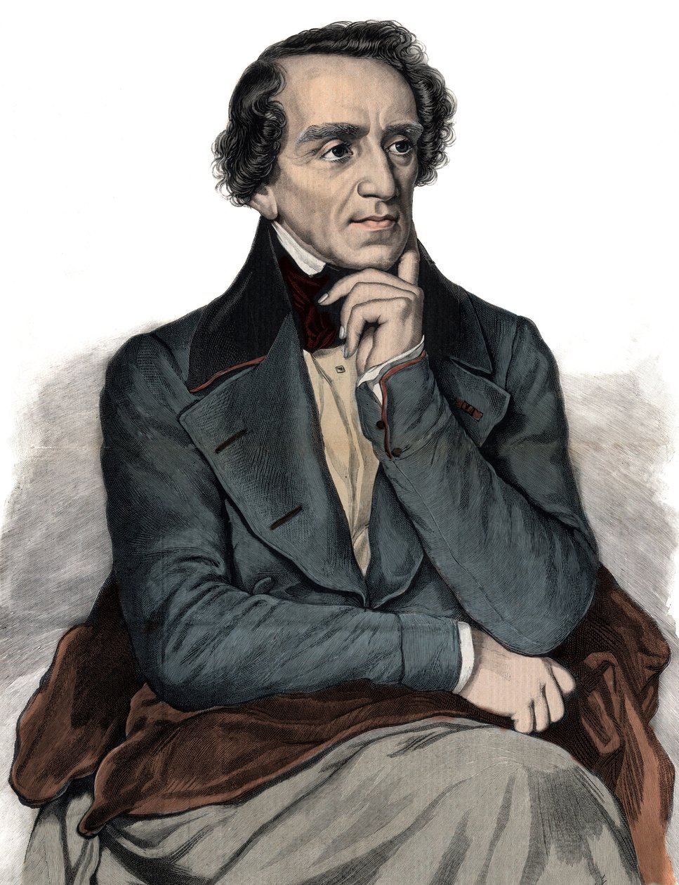 Porträtt av den engelske operakompositören Giacomo Meyerbeer (1791-1864) Gravyr av Unknown artist