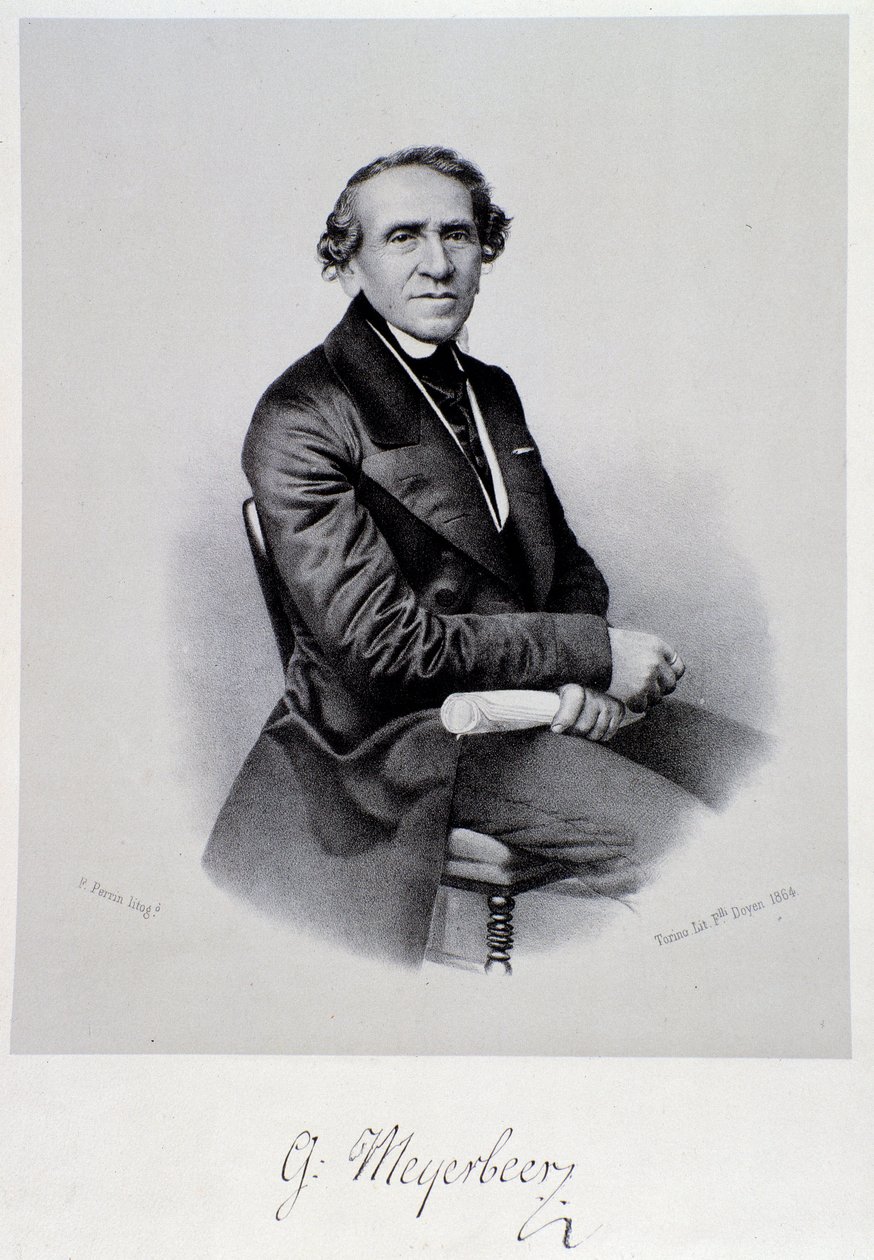 Porträtt av den tyske operakompositören Giacomo Meyerbeer (1791-1864) Gravyr. 1800-talet. Bologna, medborgarmuseum för musik av Unknown artist