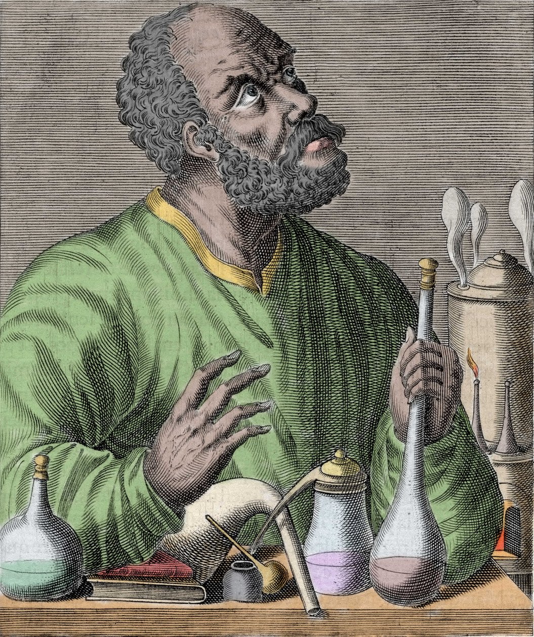 Porträtt av den arabiske kemisten Jaber (Jabir Ibn Hayyan) Jabir Ibn Hayyan (621-6). av Unknown artist