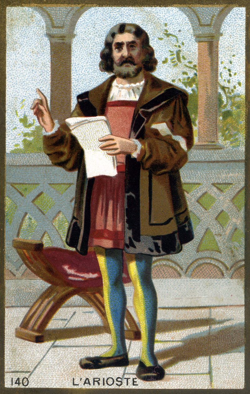 Porträtt av Ariosta (1474 - 1533) eller Ludovico Ariosto. Kromolitografi från slutet av 1800-talet. av Unknown artist