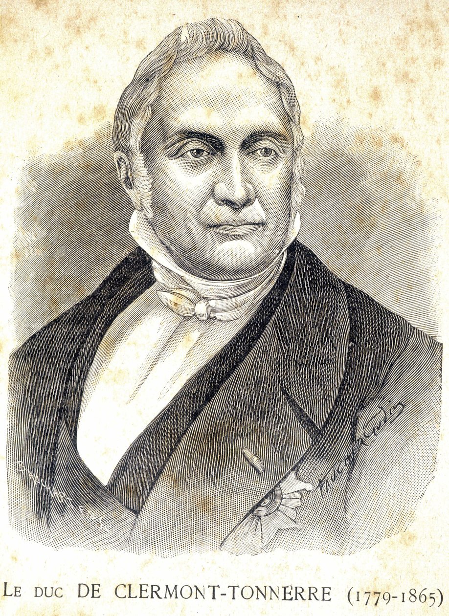Porträtt av hertigen av Clermont - Thunder (1779 - 1865) - i "" Les Contemporains"", n.d. sent 1800-tal. av Unknown artist