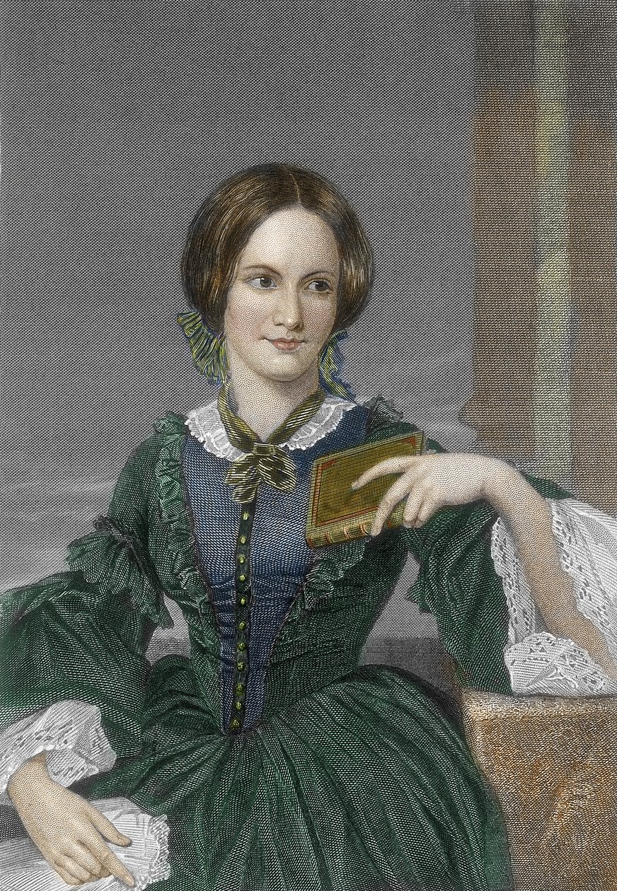 Porträtt av den engelska romanförfattaren Charlotte Bronte (1816-1855) (Porträtt av den engelska författaren Charlotte Bronte) Gravyr 1800-tal Privatsamling av Unknown artist