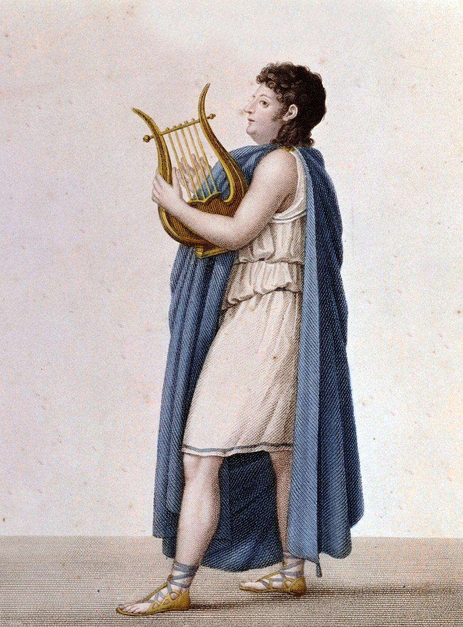Porträtt av den franske tenoren Adolphe Nourrit (1802 - 1839) i rollen som Orpheus i Christof Glcks verk med samma namn. av Unknown artist