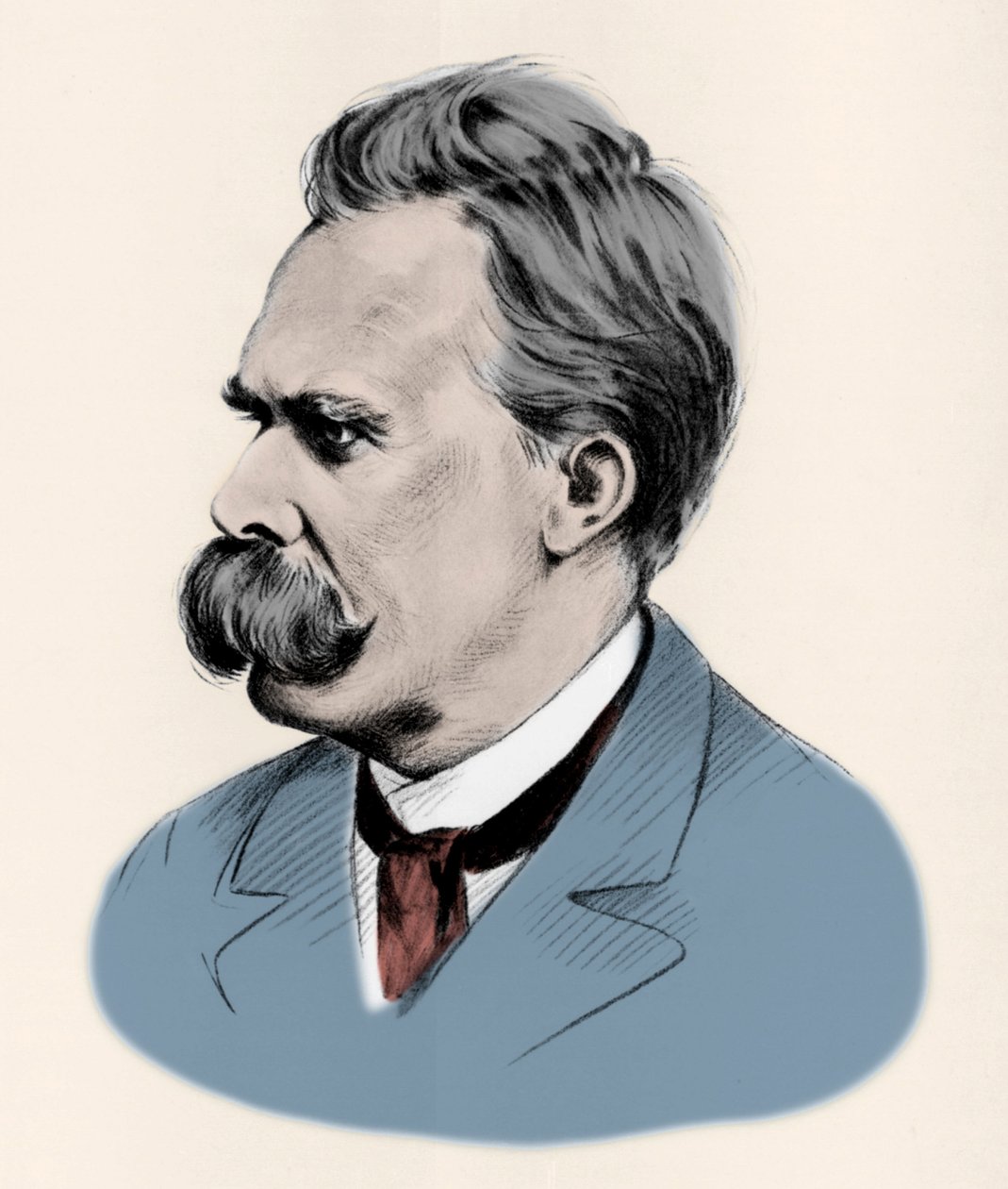 Porträtt av den tyske filosofen Friedrich Nietzsche (1844-1900). av Unknown artist