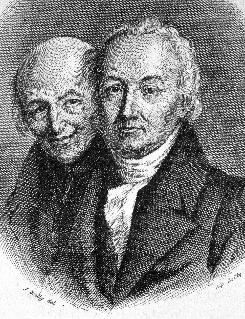 Porträtt av bröderna Hauy: Abbe Rene Just Hauy (1743 - 1822), fransk mineralog, och Valentin Hauy (1745 - 1822), fransk pedagog - i "" Les Contemporains", n.d. slutet av 1800-talet. av Unknown artist