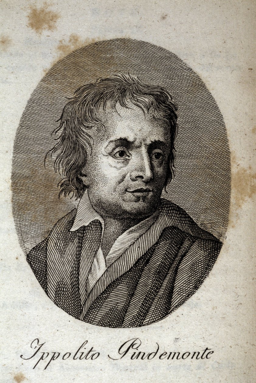 Porträtt av den italienske poeten Ippolito Pindemonte (1753-1828), vän till poeten och italienska dramatikern Ugo Foscolo (1778-1827) Gravyr från 1800-talet av Unknown artist