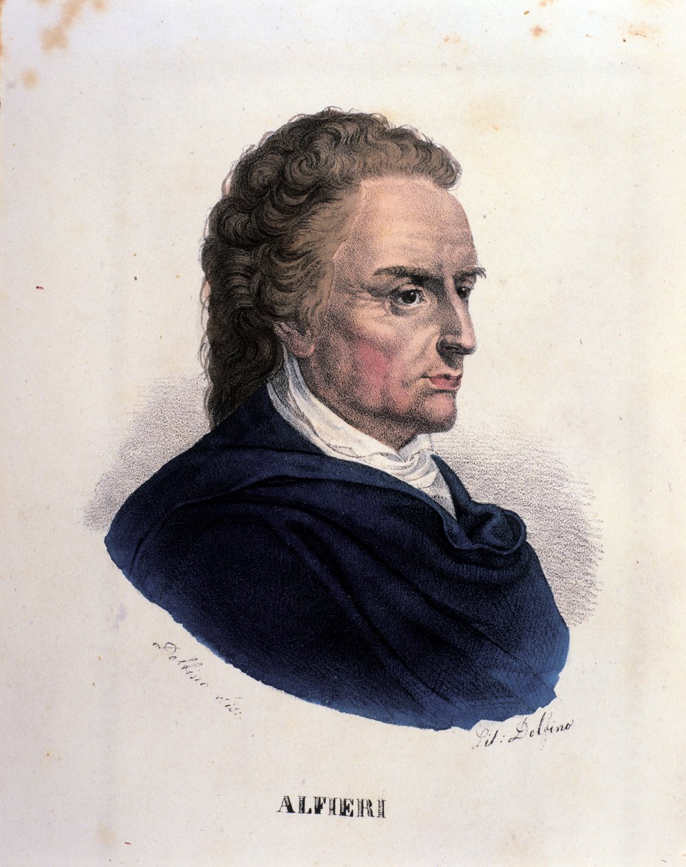 Porträtt av den italienske poeten och dramatikern Vittorio Alfieri (1749-1803) Gravyr från 1800-talet av Unknown artist