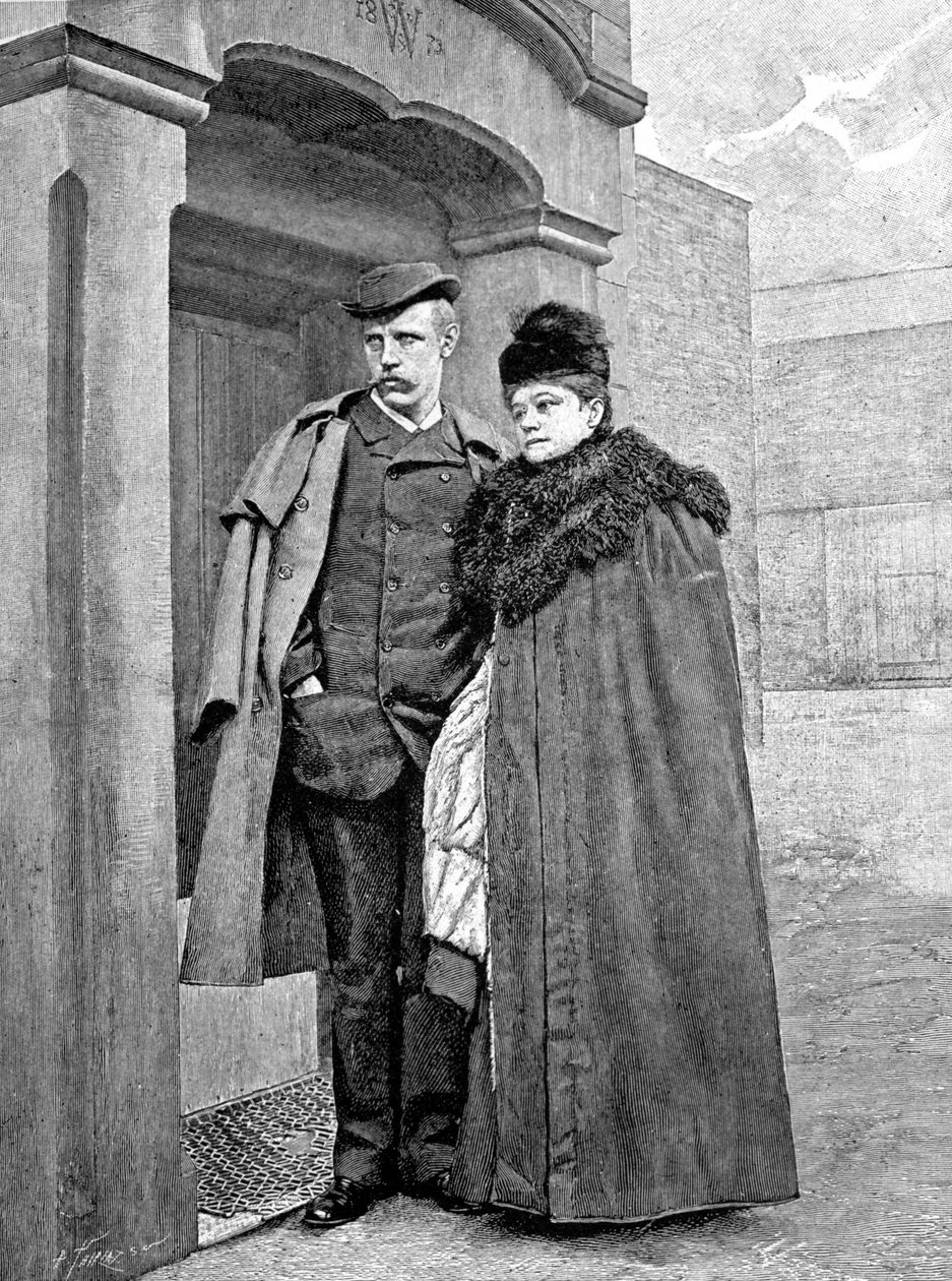 Porträtt av den norske upptäcktsresanden Fridtjof Nansen (1861-1930), vetenskapsman och diplomat, med sin fru. av Unknown artist
