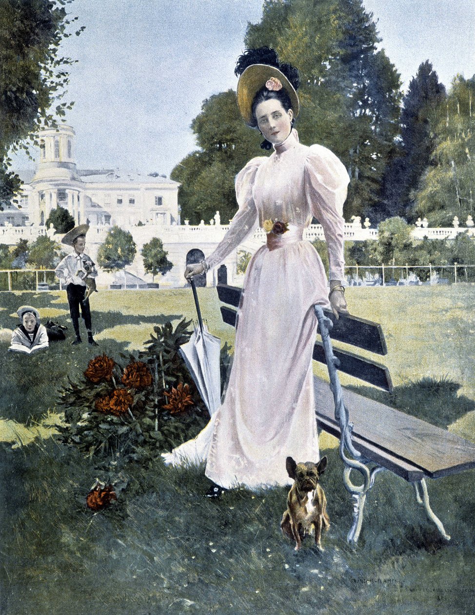 Porträtt av den ryska prinsessan Youssopoff i en park 1844. av Unknown artist
