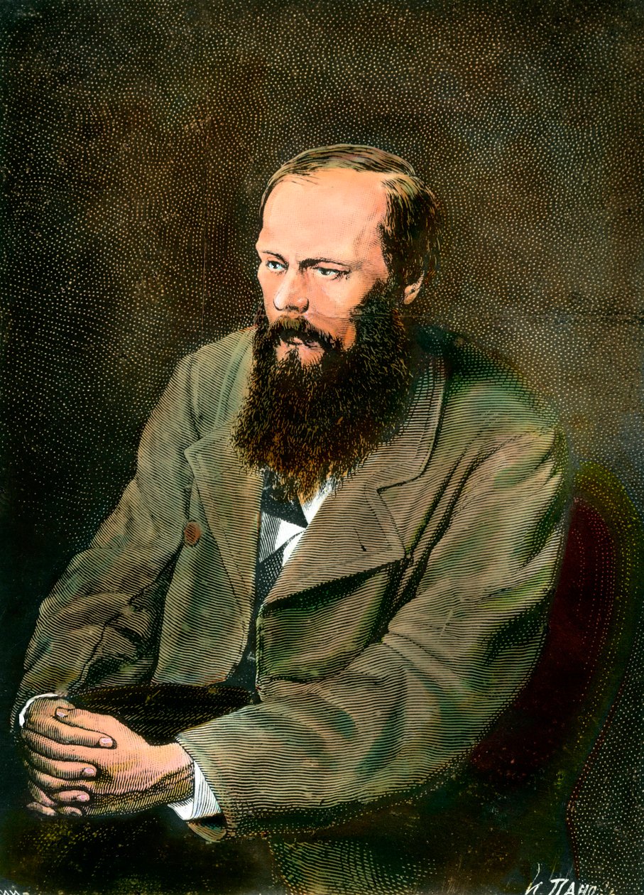 Porträtt av den ryske författaren Fjodor Dostojevskij (Dostojevskij eller Dostojevskij) (1821-1881). av Unknown artist