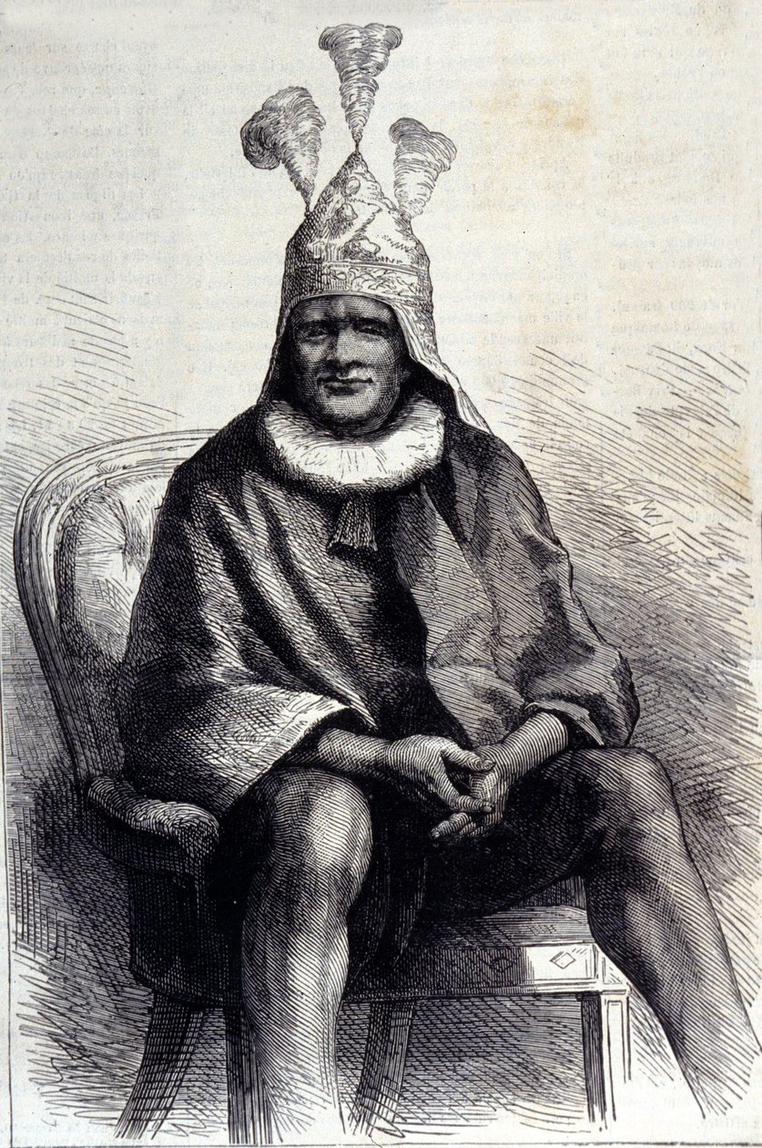 Porträtt av zulukungen Cetshwayo (eller Cetawayo, Cetewayo, Cetywajo, Ketchwayo) (1826-1884) Gravyr från 1800-talet av Unknown artist