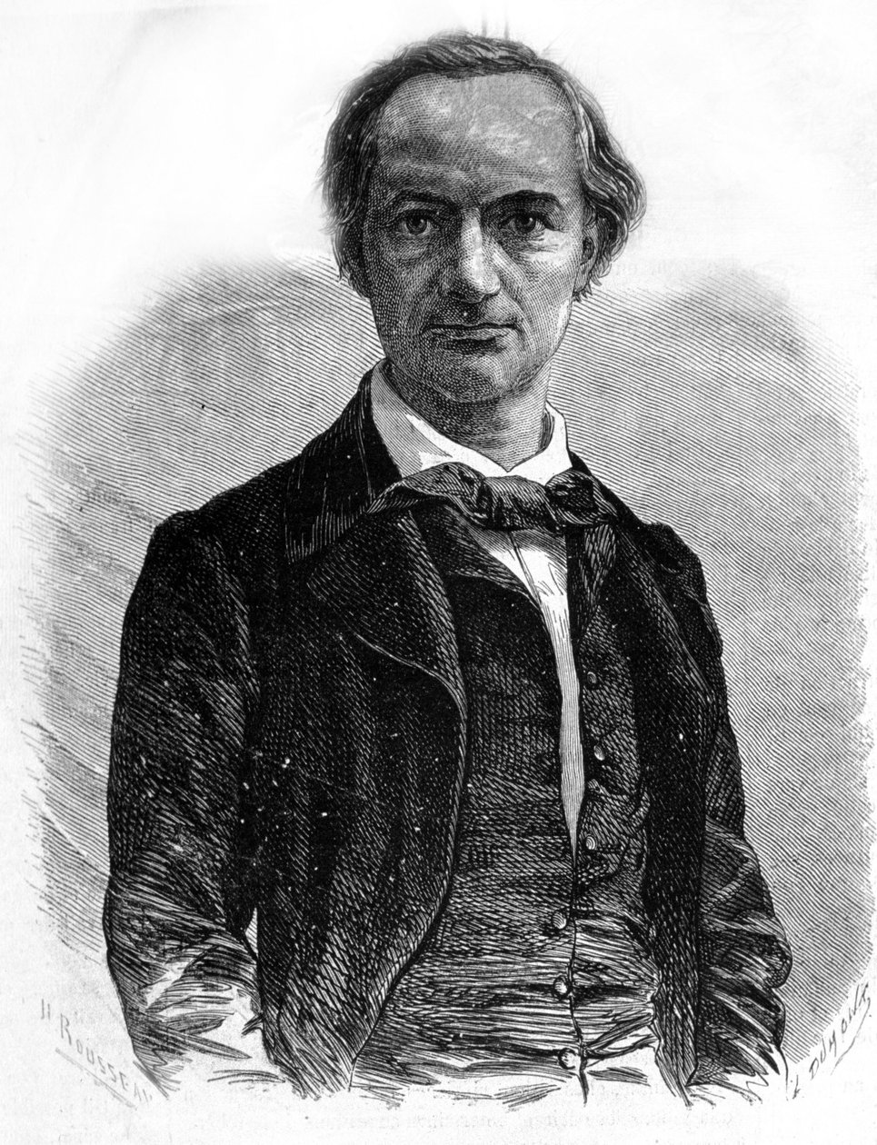 Porträtt av poeten Charles Baudelaire (1821-1867) Gravyr från 1800-talet av Unknown artist