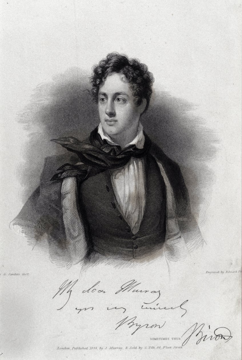 Porträtt av poeten George Gordon Byron (1788-1824). av Unknown artist