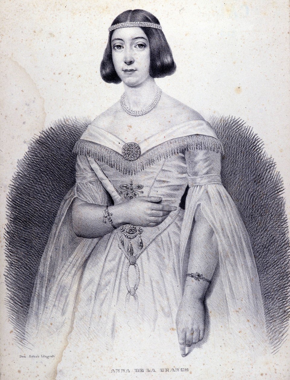 Porträtt av sångerskan Anna de LA GRANGE (1824-1909). av Unknown artist