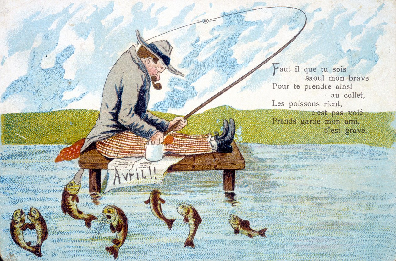 Vykort för 1 april. av Unknown artist