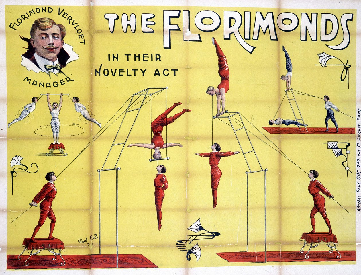 Affisch för showen av Florimonds, trapetsister av Unknown artist