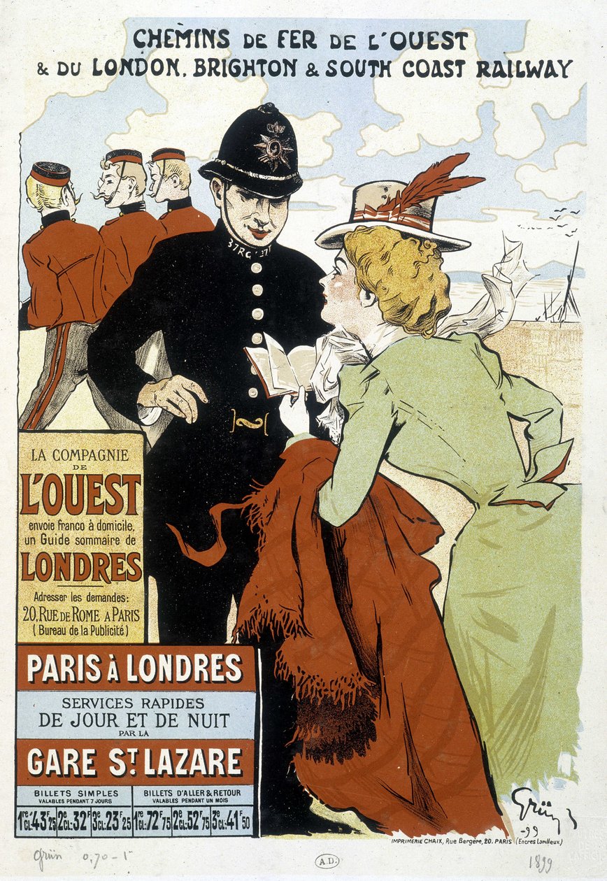 Affisch för Western Railway och Paris-London Railway, av Grun av Unknown artist