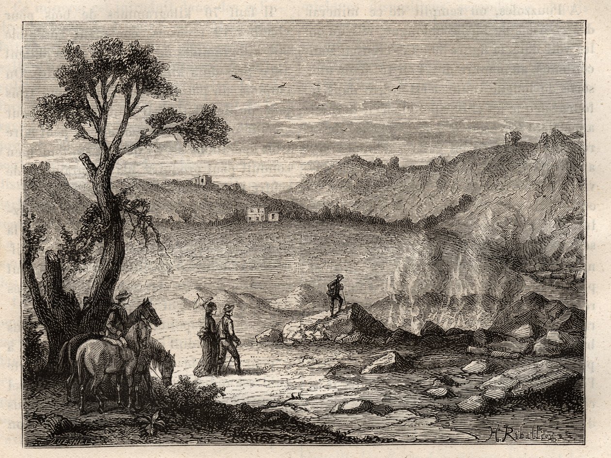 Pozzuoli Solfatara, nära Neapel - Solfatara av Pozzuoli, Italien - gravyr i 