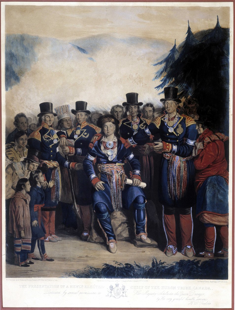 Presentation av den nyvalde chefen för Huron-indianerna i Kanada av Unknown artist