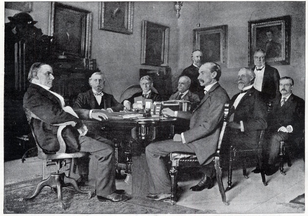 President McKinley och hans kabinett i Vita huset av Unknown artist