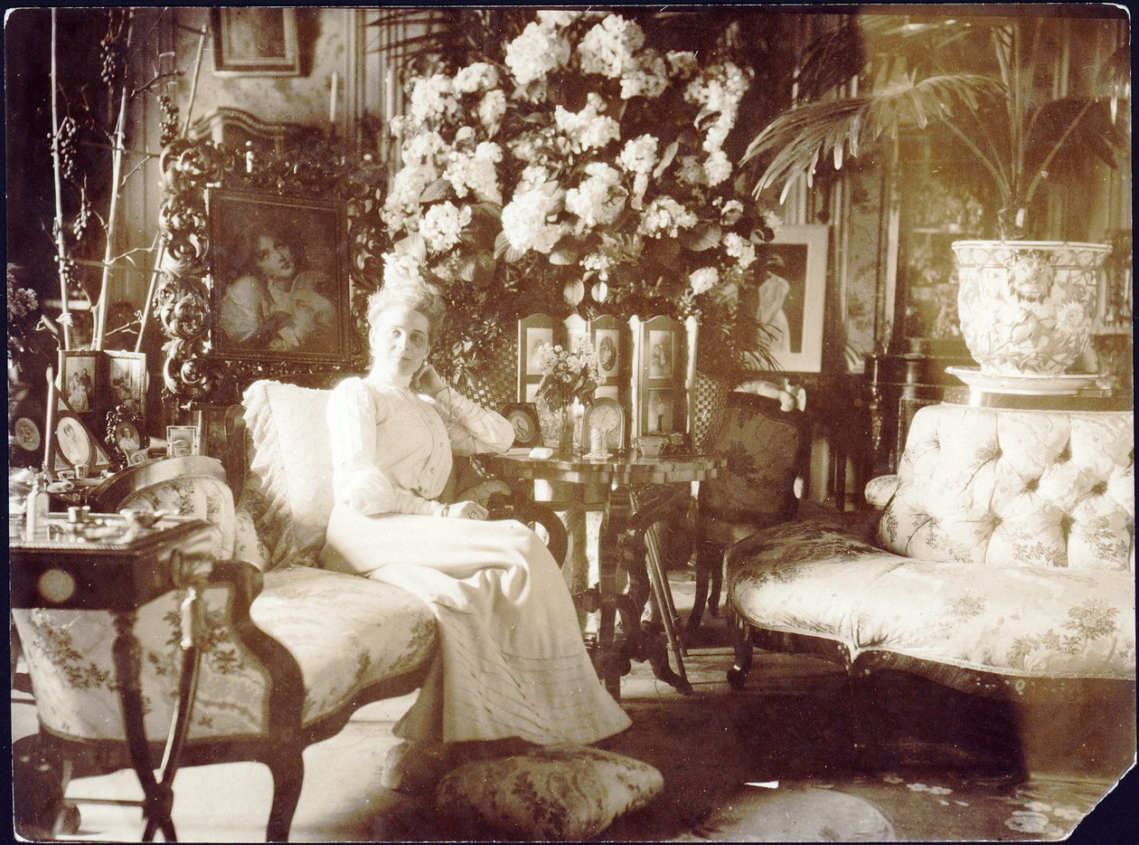 Prinsessan Zinaida Yusupova i familjevardagsrummet i Yusupovpalatset i S:t Petersburg av Unknown Artist