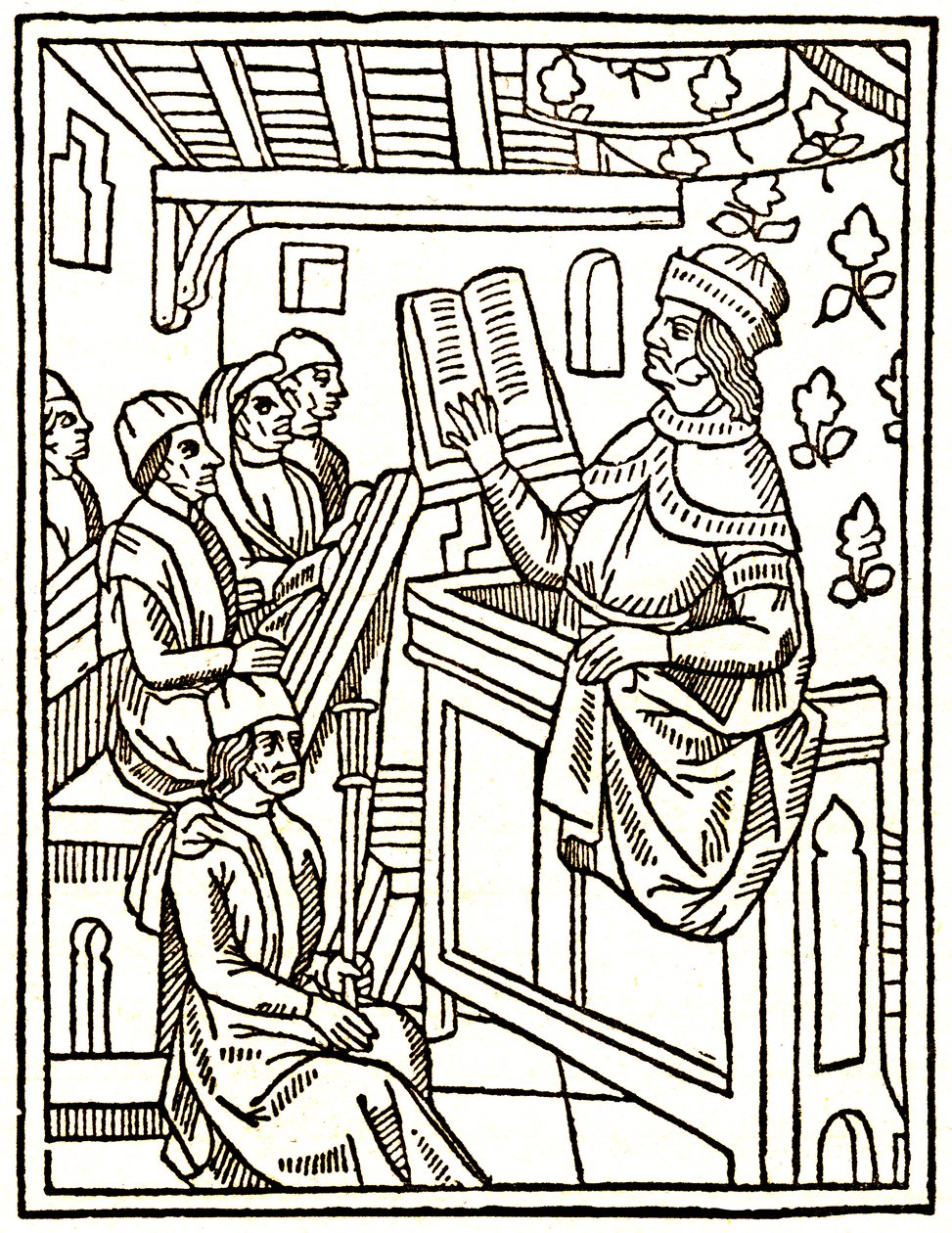 Professor undervisar från en stol av Unknown artist