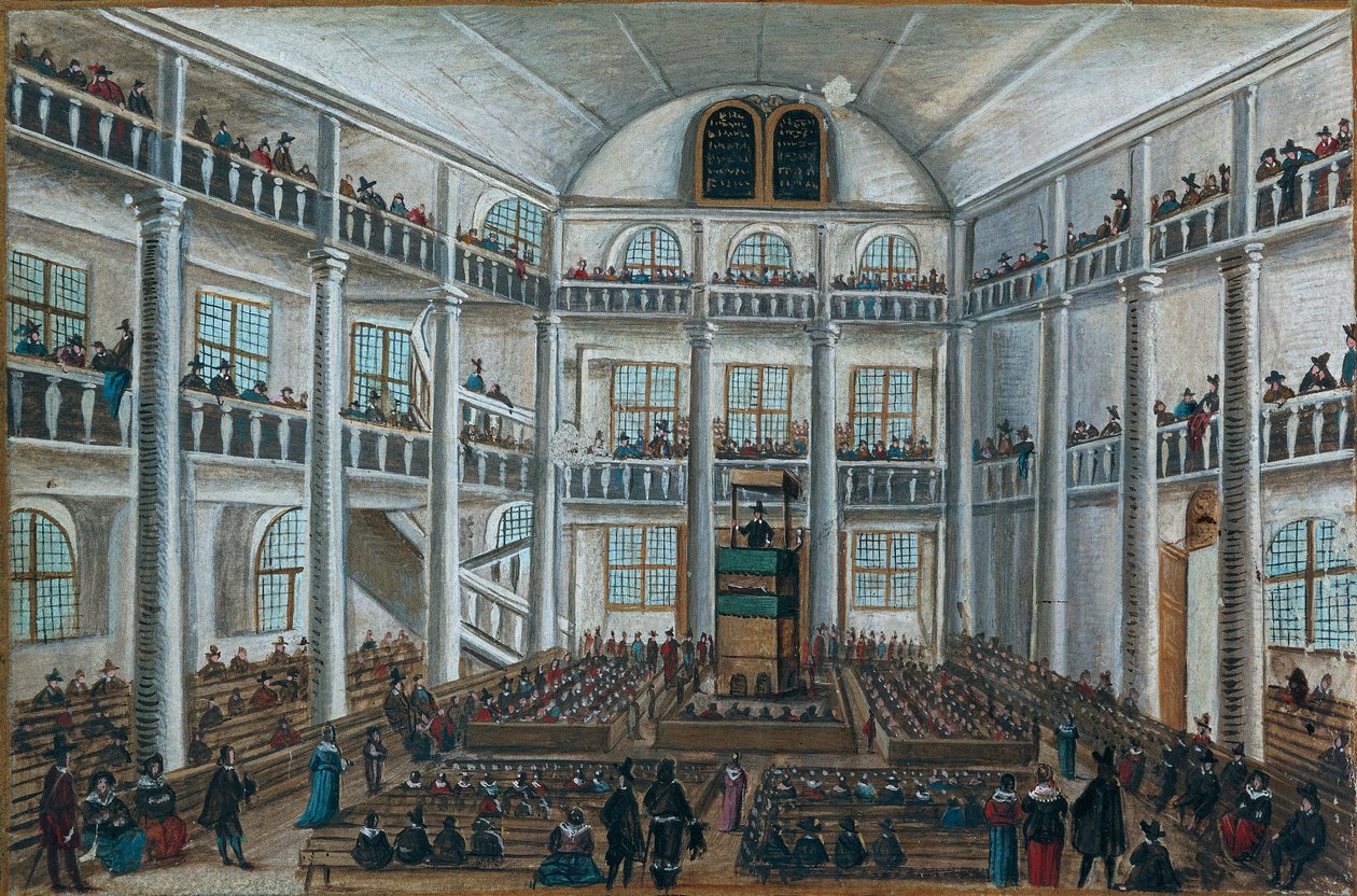 Den protestantiska kyrkan i Charenton, från Book of Friends, Spira av Unknown artist