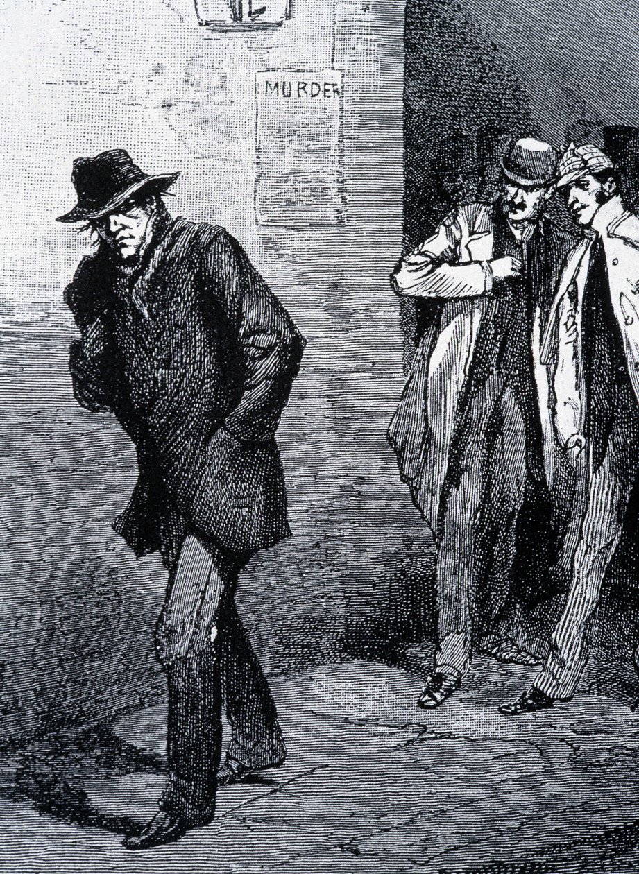 Psykosatmosfär på natten på Londons gator (på grund av morden på Jack the Ripper) - sent 1800-tal, ca. 1888. av Unknown artist