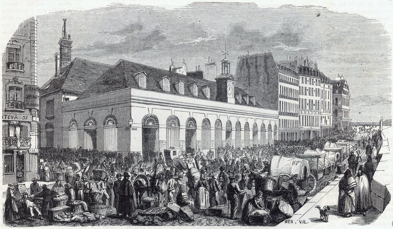 Quai des Augustins: Walk of the Valley - Gravyr i "" Tableau-de-Paris"" av Edmond Texier av Unknown artist