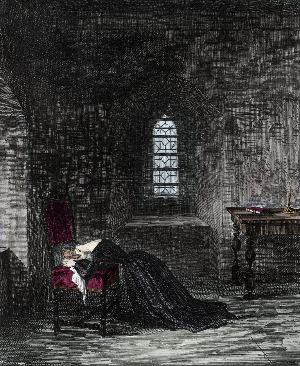Drottning Jeanne Gray är fånge i Tower of London. Lady Jane Gray (1537-1554), brorsdotter till kung Henry VIII, var drottning av England i 9 dagar. Hennes kusin Mary (Mary Tudor) som gör anspråk på tronen kommer att få henne fängslad och avrättad för högfö av Unknown artist