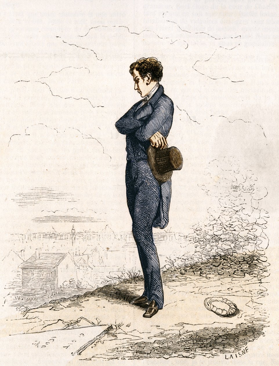 Rastignac förblir ensam, tog några steg upp på kyrkogården... av Unknown artist