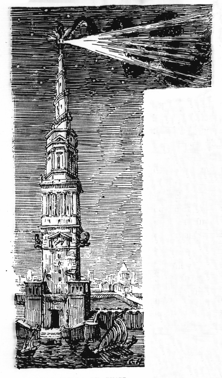 Rekonstruktion av fyren i Alexandria efter Ebers Egypten. av Unknown artist