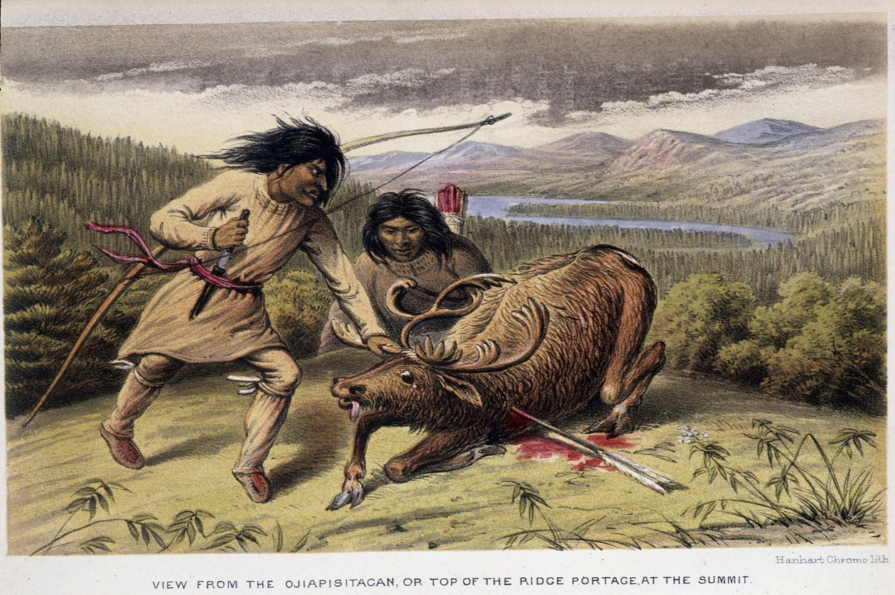 Renjaktsindianer - i "" Exploration of the Labrador Peninsula"" av Hind, London av Unknown artist