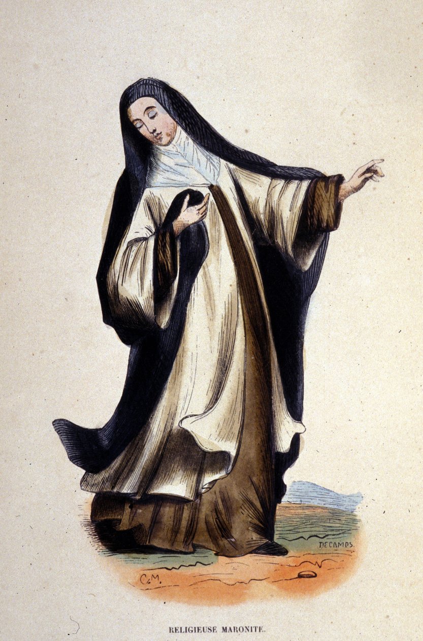 Religiös maronit. Gravyr från ett album på religiösa beställningar, Paris av Unknown artist