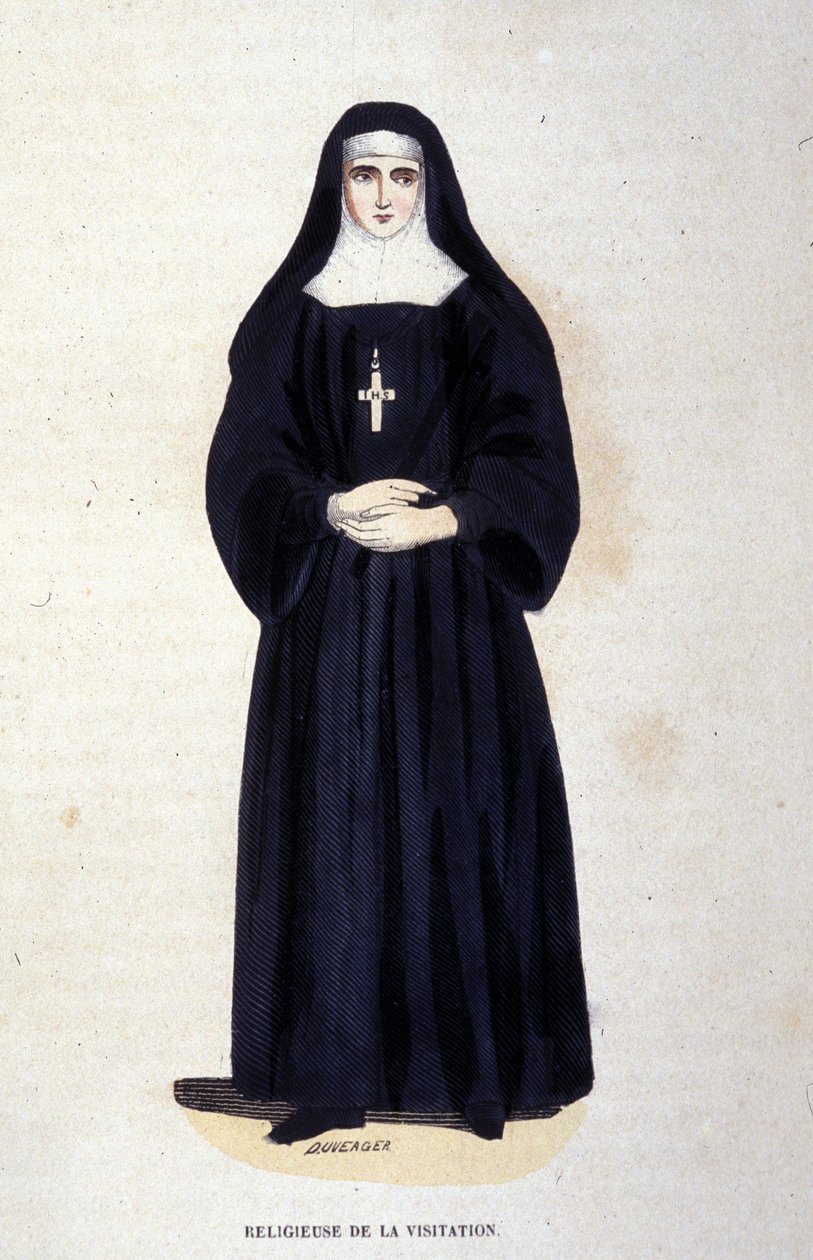 Religious of the Visitation, en orden grundad av Saint François de Sales och Saint Jeanne de Chantal 1610. Gravyr från 1800-talet. av Unknown artist