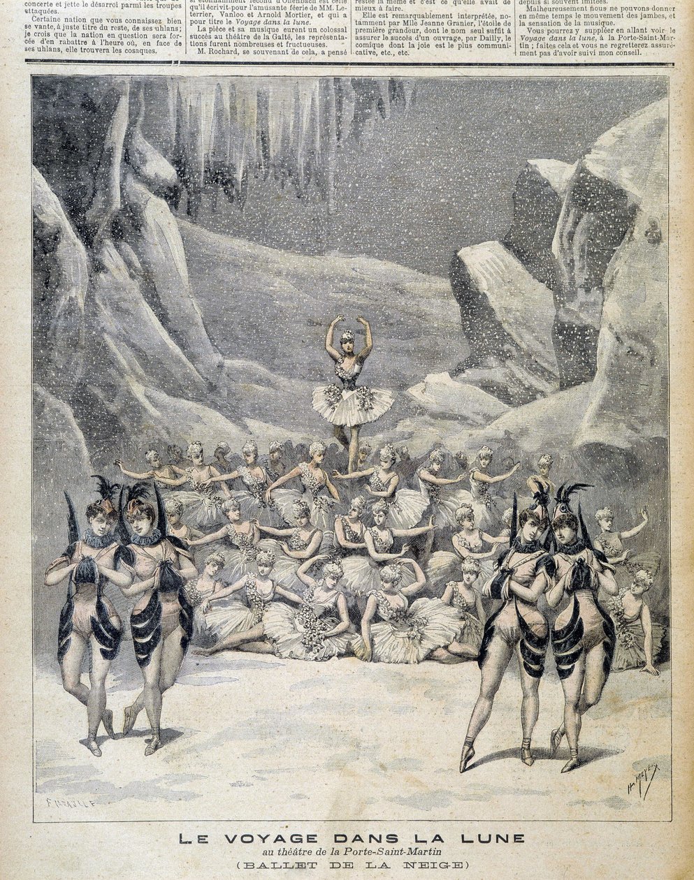 Representation på teatern i Porte Saint Martin av "" Resan i månen"" - i "" Le Petite Journal"" från 1892-04-09 av Unknown artist