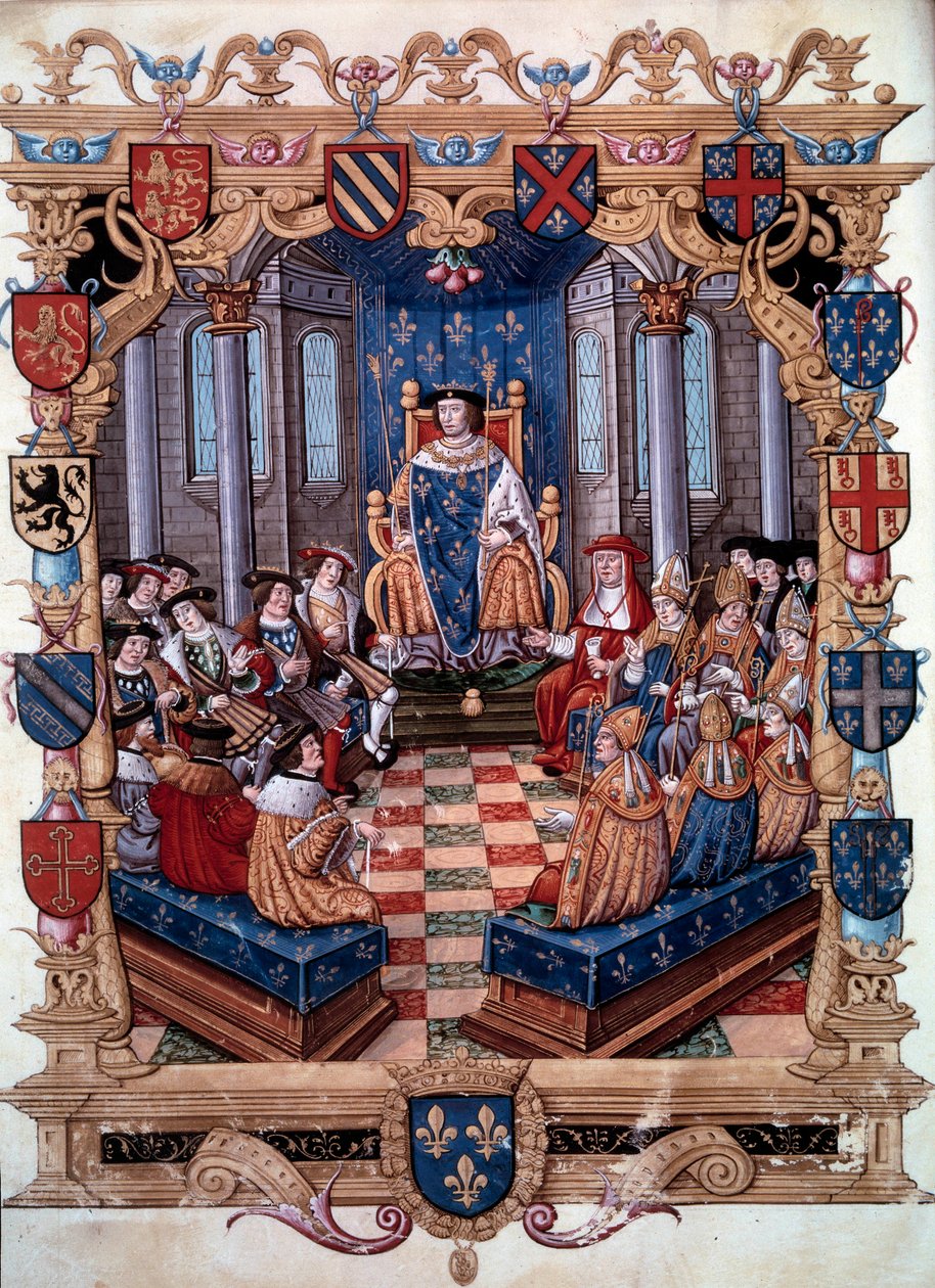 Representation av kung Francois I (1494-1547) omger hans tolv jämnåriga. Från en miniatyr. 1500-talet. Chantilly, Conde Museum av Unknown artist
