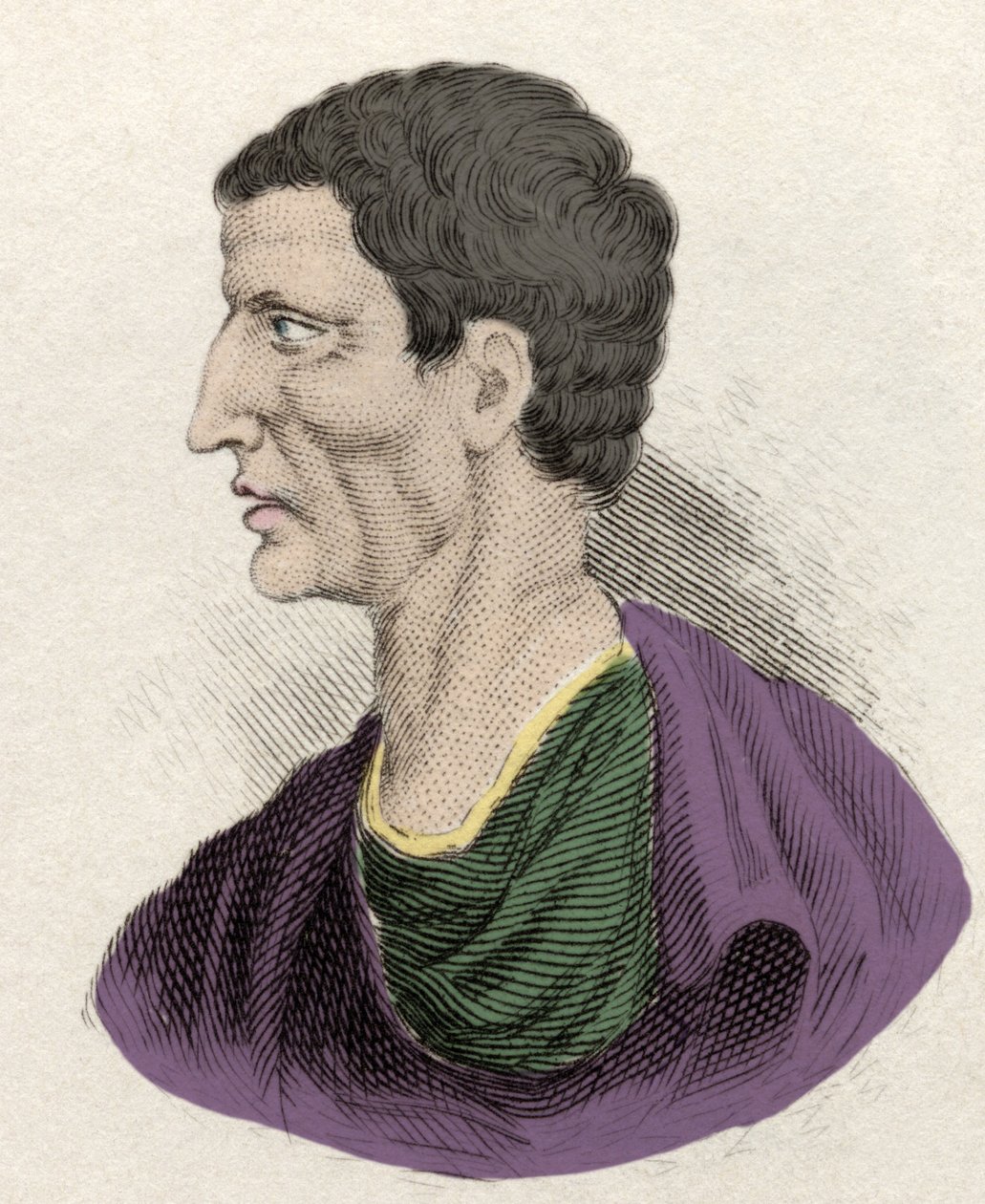 Representation av den romerske politikern Lucius Cornelius Sulla (ordförande eller ordförande) (138-68 f.Kr.). Gravyr av 1800-talet. av Unknown artist